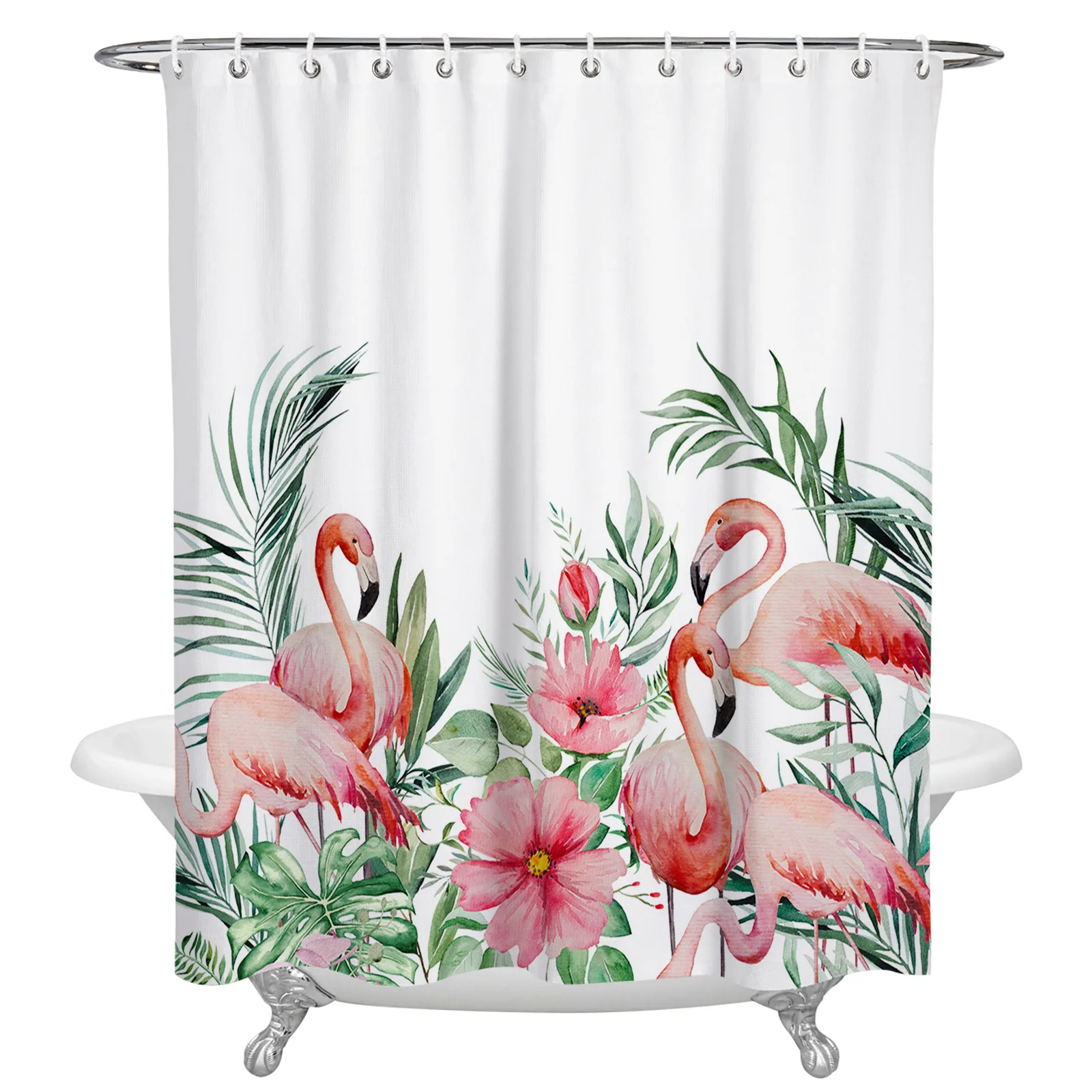 

Ins Style Tropical Plants Flamingos Shower Curtains Waterproof Bath Curtains Home Decor Modern Luxury Bathroom Curtain