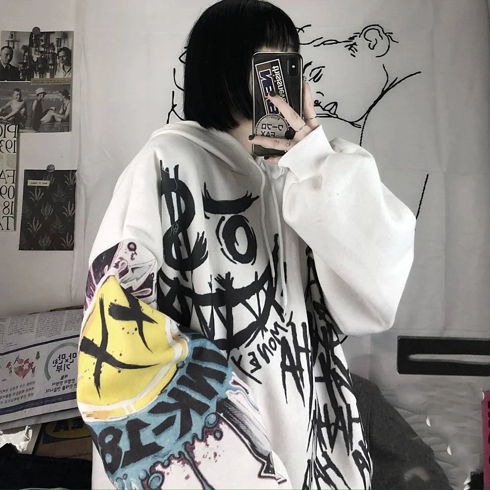 

Gothic Japan Cartoon Hip Hop Hoodie Sweatshirt Oversize Women Spring Autumn Funny Punk Hoodies Tops Females Clothes Hoodie Girl