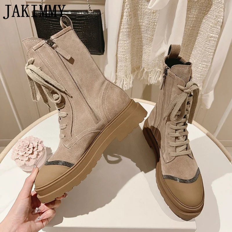 Designer Brand Platform Short Boot Women Suede Leather Lace Up Mid Calf Ankle Boot Thick Sole Side Zip Casual Chelsea Boot Women
Designer Brand Platform Short Boot Women Suede Leather Lace Up Mid Calf Ankle Boot Thick Sole Side Zip Casual Chelsea Boot Women