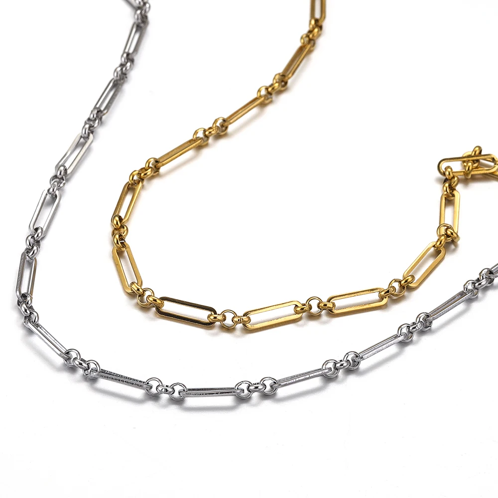 Câble plat plaqué or en acier inoxydable pour femme, collier à faire soi-même, matériel de bijoux de bracelet, article en vrac, vente en gros, 1 mètre 2