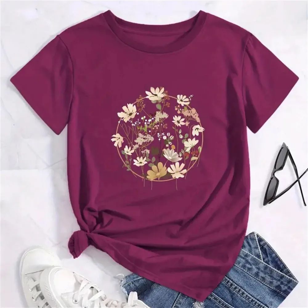 2024 Summer New Tees For Women Fashion O-neck T-Shirt Western Top Vintage Flower Graphic Shirts Funny Print Tee Short Sleeve Top
2024 Summer New Tees For Women Fashion O-neck T-Shirt Western Top Vintage Flower Graphic Shirts Funny Print Tee Short Sleeve Top