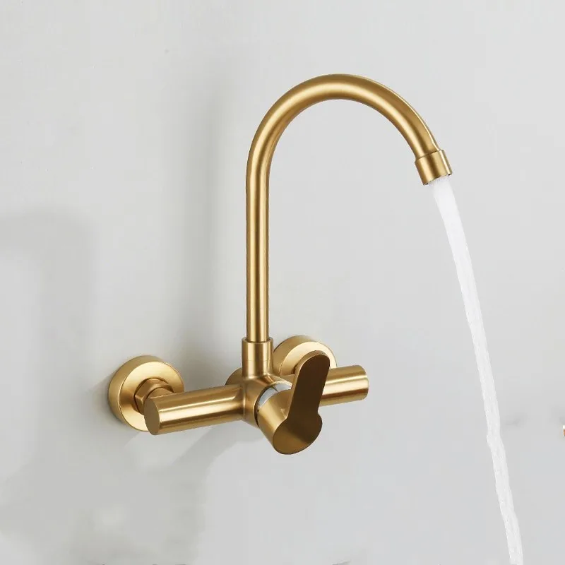 Free shipping Wall mounted Brushed gold stainless steel kitchen sink faucet ,Rotatable,Cold and hot water faucet,Single handle--
Free shipping Wall mounted Brushed gold stainless steel kitchen sink faucet ,Rotatable,Cold and hot water faucet,Single handle--