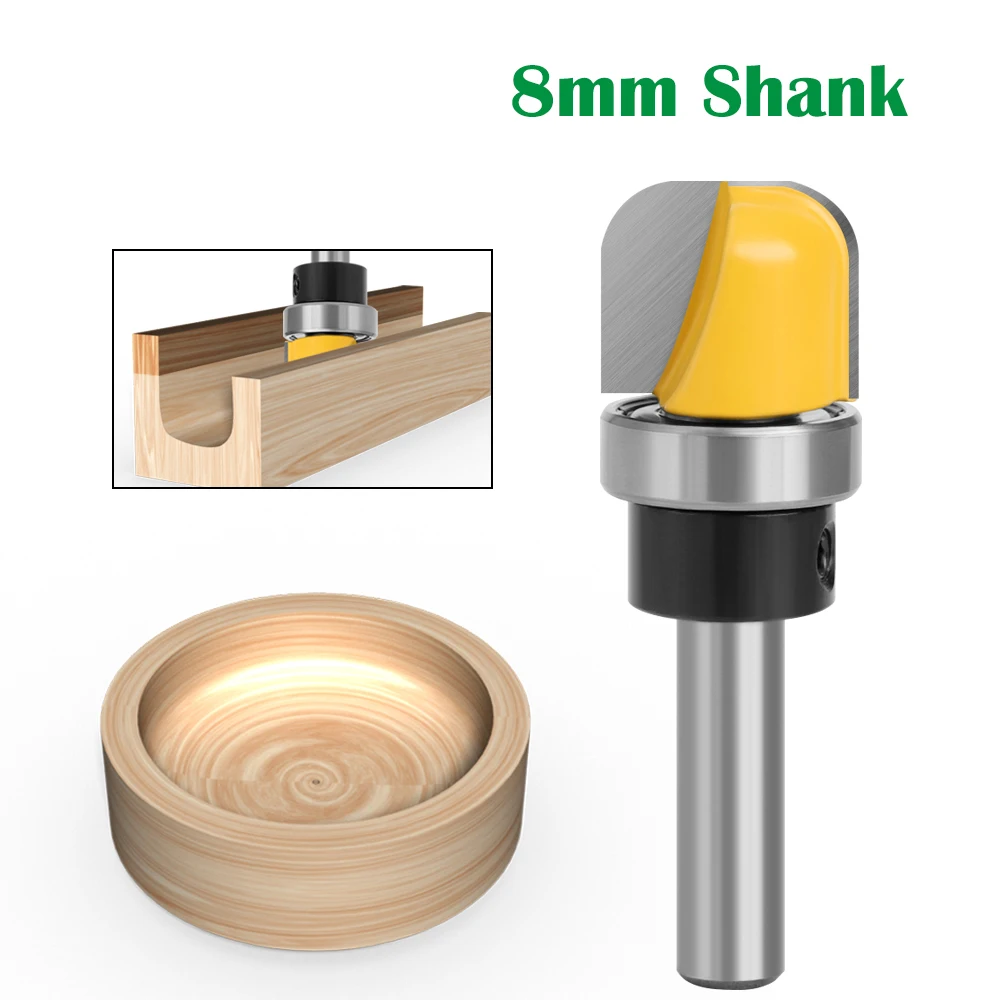 8mm Shank 1-1/8 3/4 Diameter Bowl Tray Router Bit Round Nose Milling Cutter with Bearing for Woodworking
8mm Shank 1-1/8 3/4 Diameter Bowl Tray Router Bit Round Nose Milling Cutter with Bearing for Woodworking