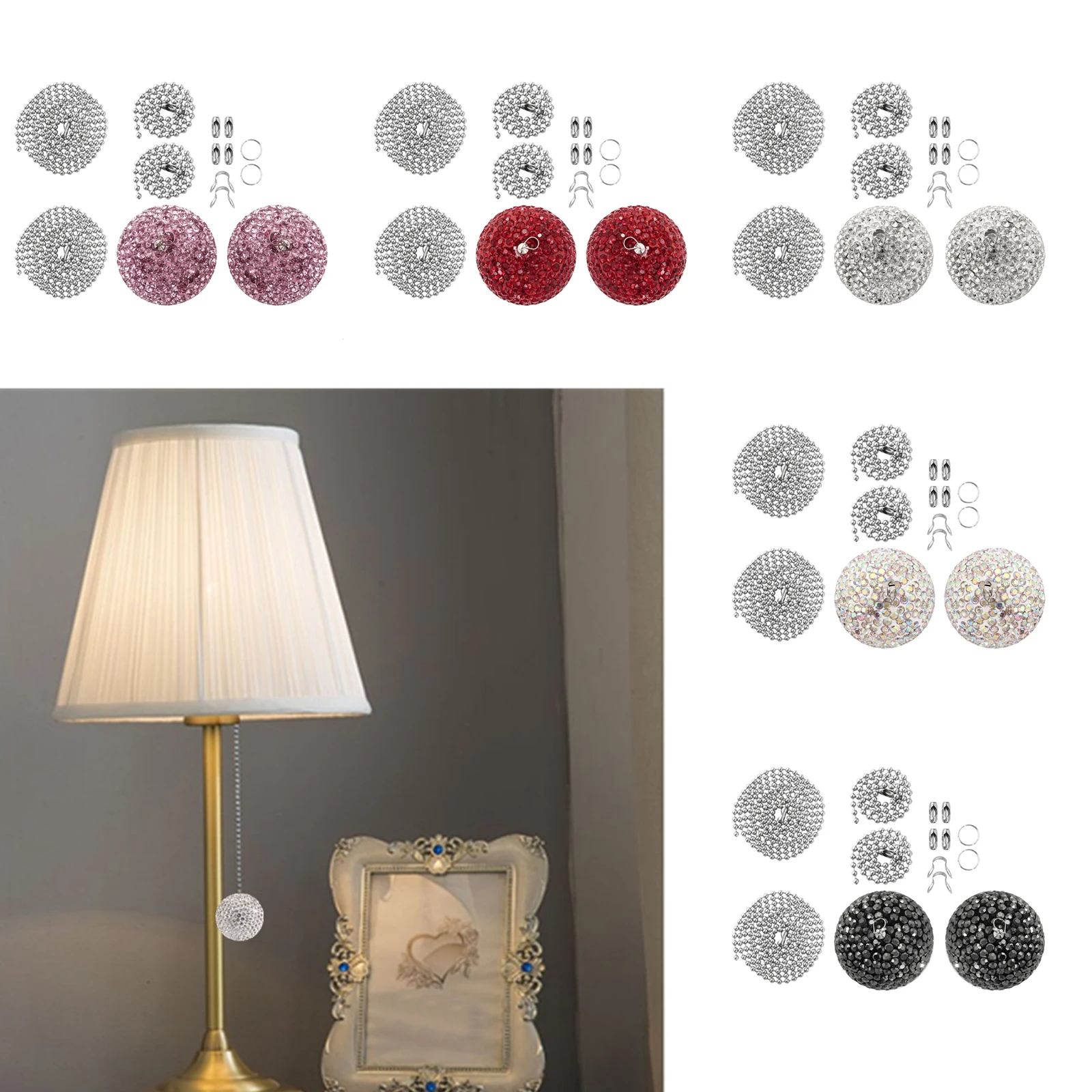 2Pcs Ceiling Fan or Light Switch Pull Chain Shiny Crystal Rhinestones Ball Pull Chain Adjustable Chain Home Ornaments Accessory
2Pcs Ceiling Fan or Light Switch Pull Chain Shiny Crystal Rhinestones Ball Pull Chain Adjustable Chain Home Ornaments Accessory