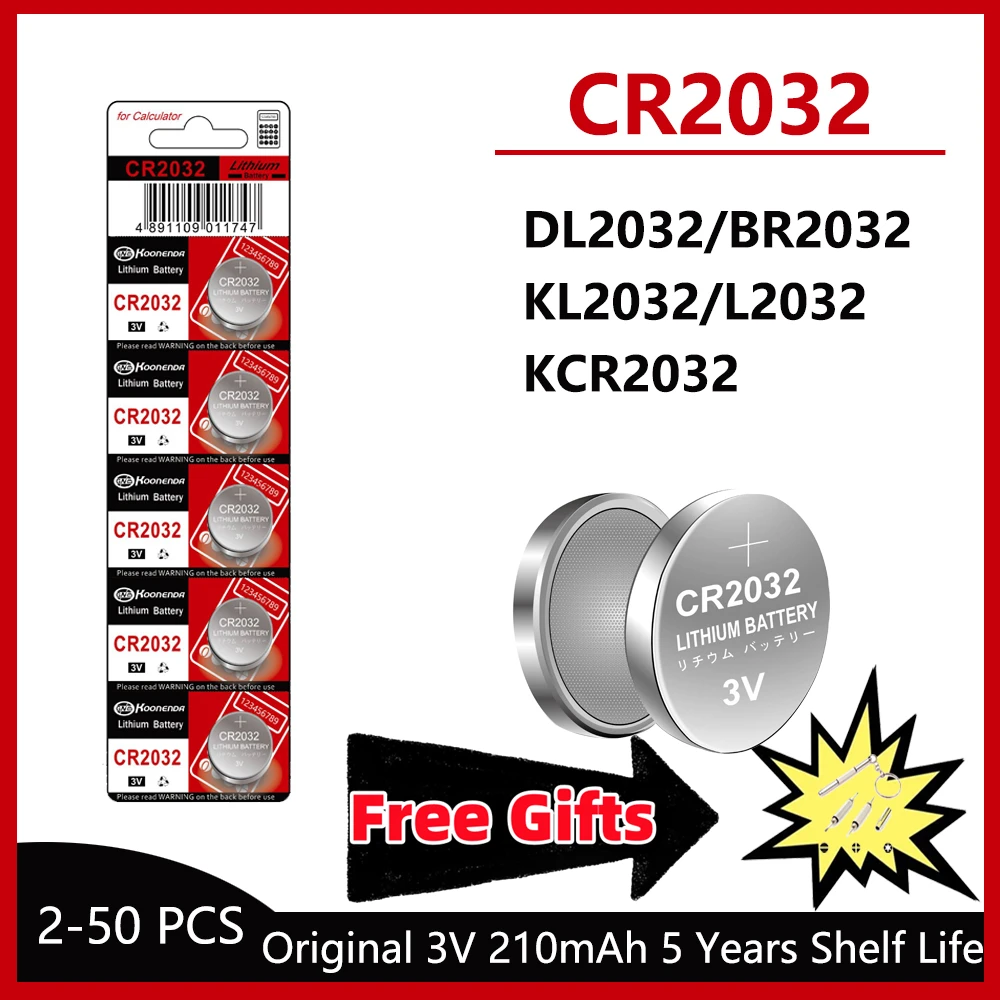 

High-Capacity CR2032 Lithium Button Coin Cell 2032 Battery Compatible with AirTag Key FOBs calculators Coin counters Watches etc