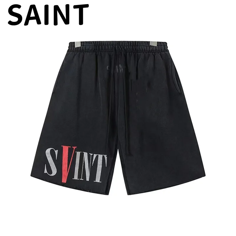 

Saint Michael's best-selling top-level version of high street American retro cotton shorts loose print casual sports pants