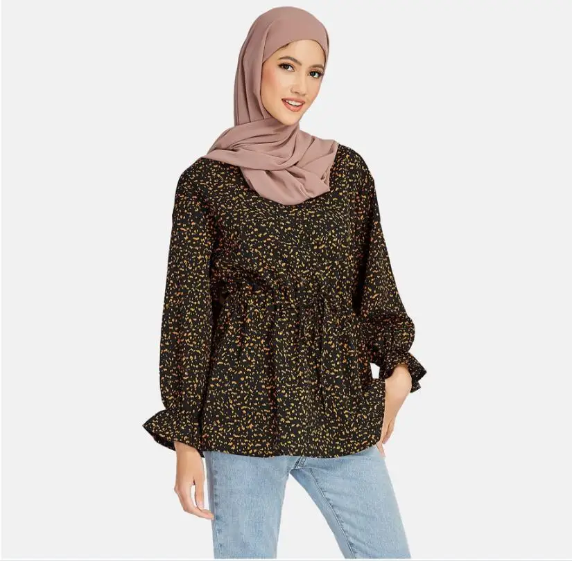 Leopard Girl's Blouse Long Sleeve Casual Women Top Adjustable Waist Islamism Blouses for Women Shirts Long Tops for Muslim Women
Leopard Girl's Blouse Long Sleeve Casual Women Top Adjustable Waist Islamism Blouses for Women Shirts Long Tops for Muslim Women