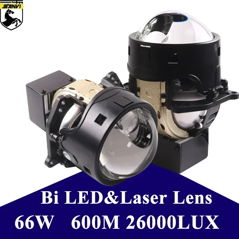 

Sanvi A8L+ Bi Led Laser Projector Len Headlights Hyperboloid Lens 3 inch 12V 136W 6000K Headlamp For Hella 3R G5 H4 H7 9005 9006