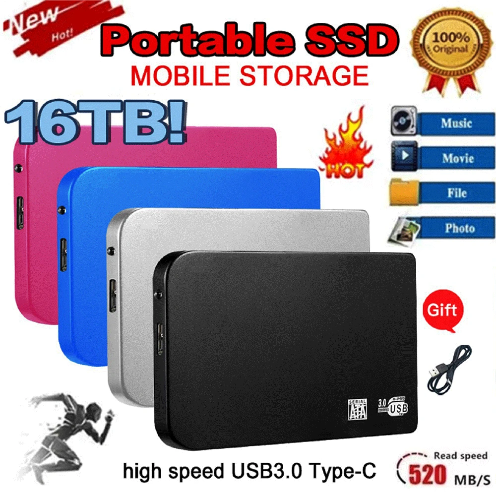 External Hard Drive 500GB 1TB 2TB High-Speed Type-C USB 3.0 1TB Portable SSD External Storage Hard Disks For Laptops/Mac/Desktop
External Hard Drive 500GB 1TB 2TB High-Speed Type-C USB 3.0 1TB Portable SSD External Storage Hard Disks For Laptops/Mac/Desktop