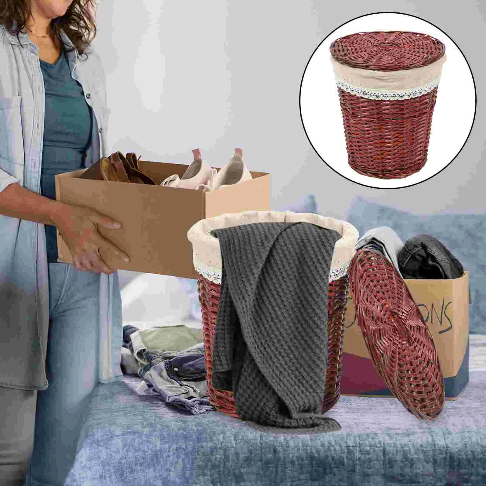 Handmade Woven Laundry Basket Multi-functional Woven Storage Basket Lidded Hamper
Handmade Woven Laundry Basket Multi-functional Woven Storage Basket Lidded Hamper