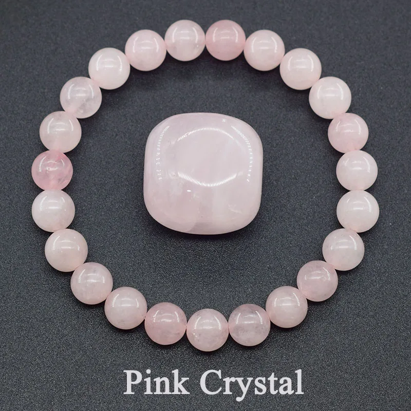 Natural Stone Bead Bracelets Pink Crystal