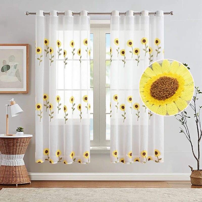 American Style Curtains Sunflower Embroidery Tulle For Luxurious Living Room Bedroom White Sheer Curtains For Window Decoration
American Style Curtains Sunflower Embroidery Tulle For Luxurious Living Room Bedroom White Sheer Curtains For Window Decoration
