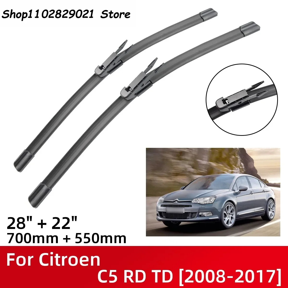 Front Wiper Blades For Citroen C5 RD TD 2008-2017 Windshield Windscreen Window 28"+22" 2009 2010 2011 2012 2013 2014 2015 2016
Front Wiper Blades For Citroen C5 RD TD 2008-2017 Windshield Windscreen Window 28"+22" 2009 2010 2011 2012 2013 2014 2015 2016