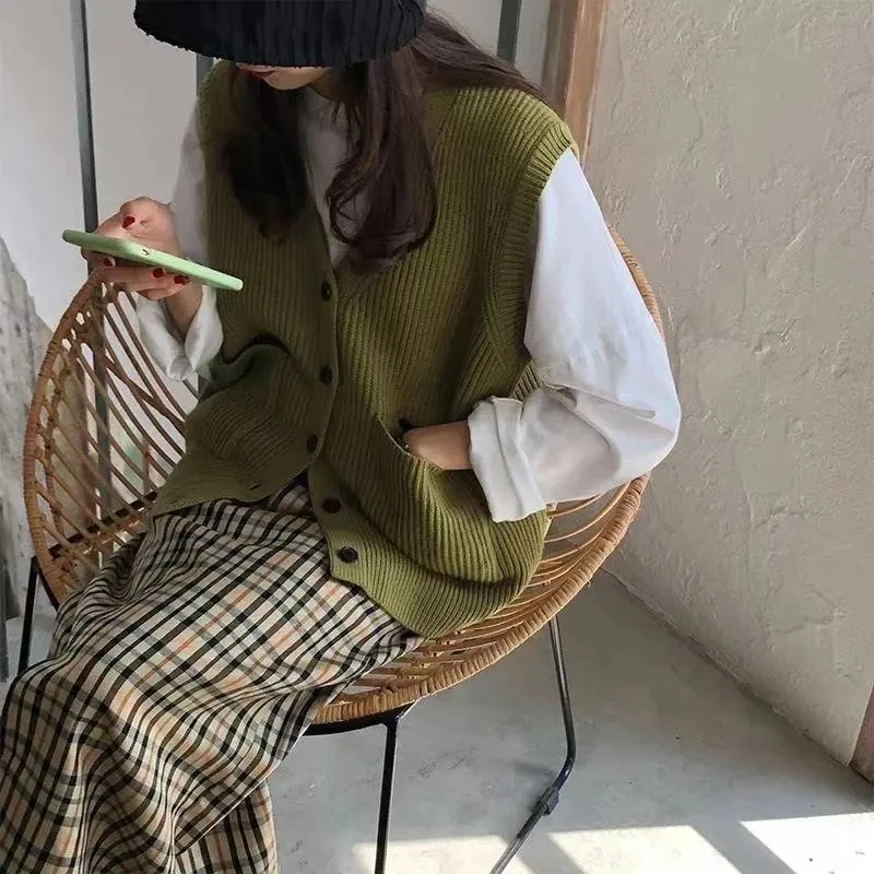 Yasuk Spring Autumn AllSeason Casual Solid Pocket Button Tess Vest Women Loose Knitted Top Sweater Gentle All-Match Cardigan
Yasuk Spring Autumn AllSeason Casual Solid Pocket Button Tess Vest Women Loose Knitted Top Sweater Gentle All-Match Cardigan