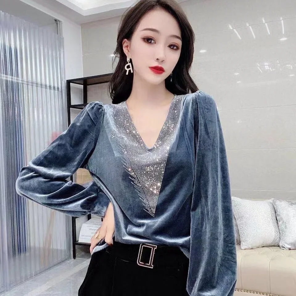 T-shirt Long Sleeve Women's Top V-neck Velvet with Fashion Blusas Clothes for Women Tops Shirts Blouses
T-shirt Long Sleeve Women's Top V-neck Velvet with Fashion Blusas Clothes for Women Tops Shirts Blouses