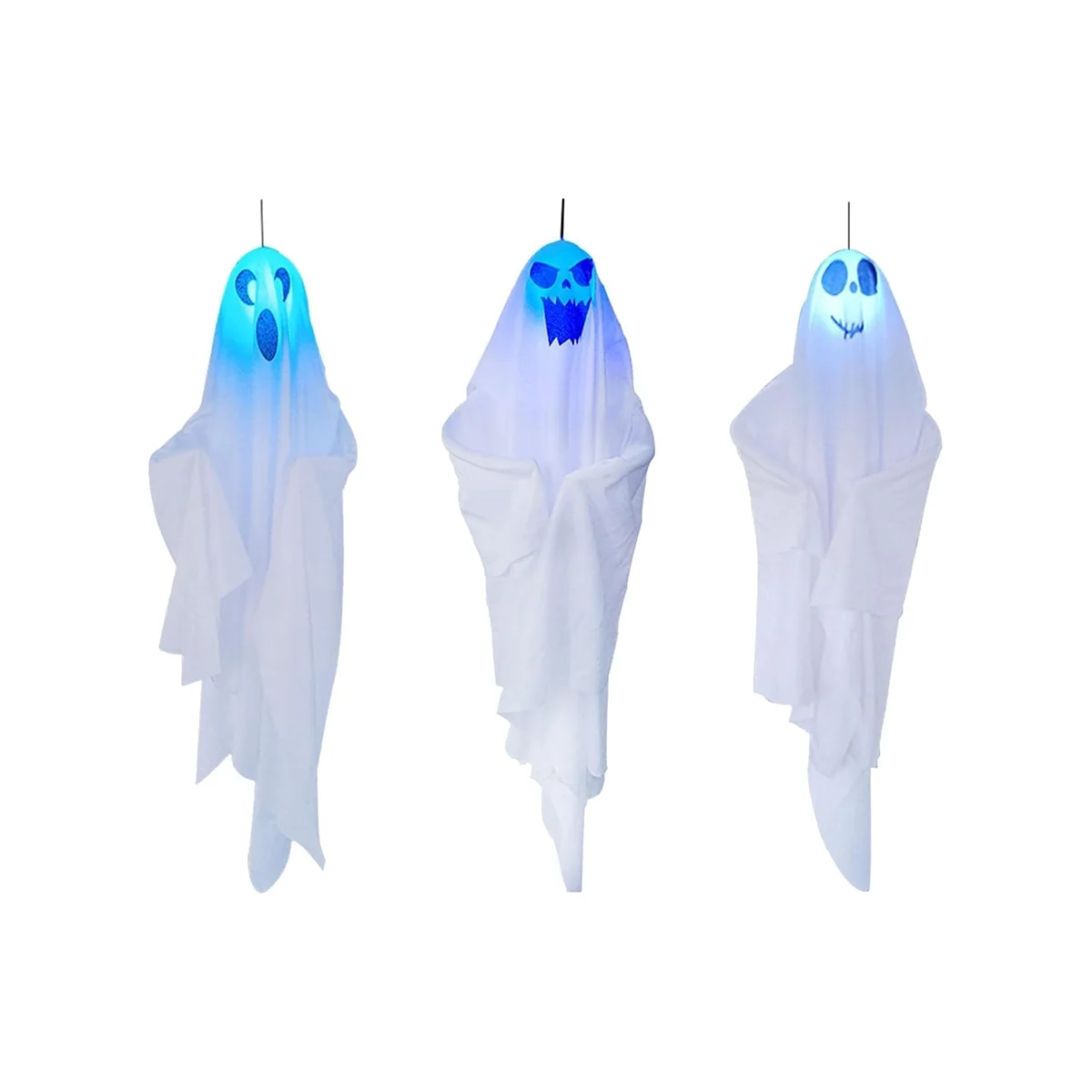

Halloween Hanging Ghosts 27.5 Inches 3 Expressions Cute Flying Ghost Windsock for Front Yard Patio Lawn