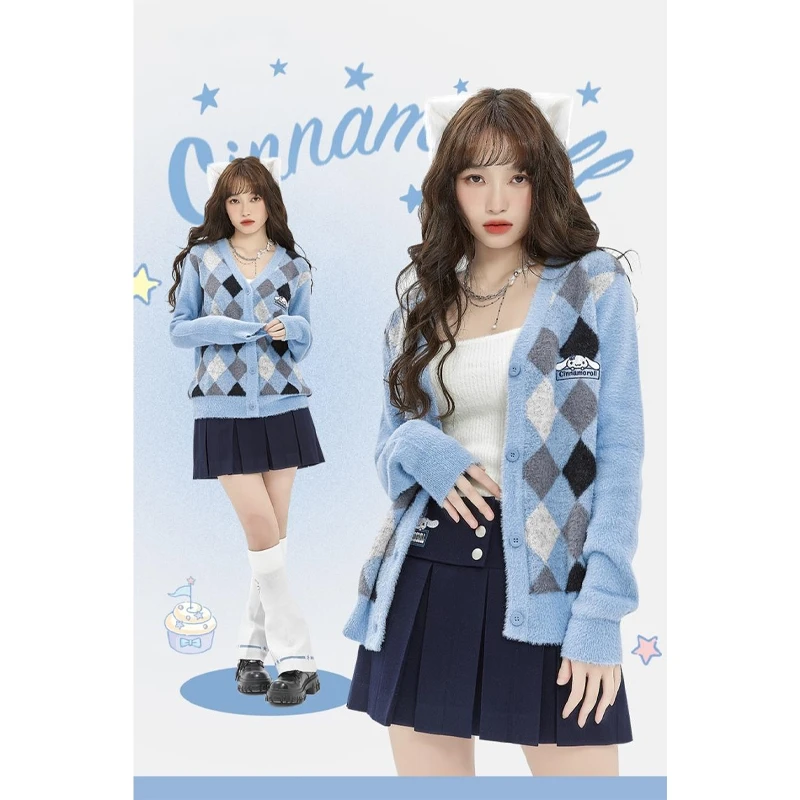 Sanrioed Kuromi Pom Pom Purin Cinnamoroll Argyle Cardigan Sweater Anime Kawaii Cute Girl Heart Knitted Cardigan Jk Sweater
Sanrioed Kuromi Pom Pom Purin Cinnamoroll Argyle Cardigan Sweater Anime Kawaii Cute Girl Heart Knitted Cardigan Jk Sweater