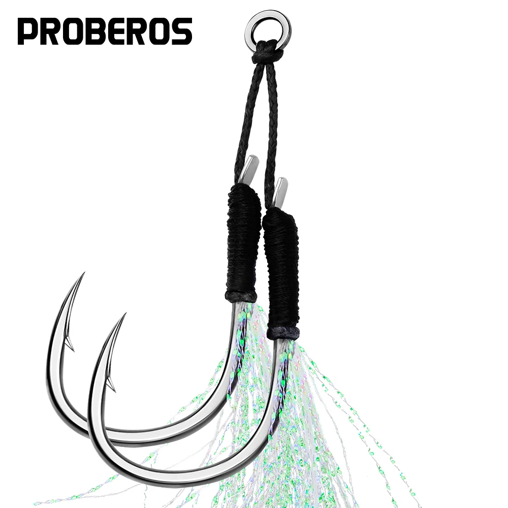 PROBEROS 50Pair/lot Jig Head Fishhooks 11-13-15-16-17-18-19-20# Cast Jigjing Assist Fishing Hooks UV Light Double Barbed Hooks
PROBEROS 50Pair/lot Jig Head Fishhooks 11-13-15-16-17-18-19-20# Cast Jigjing Assist Fishing Hooks UV Light Double Barbed Hooks