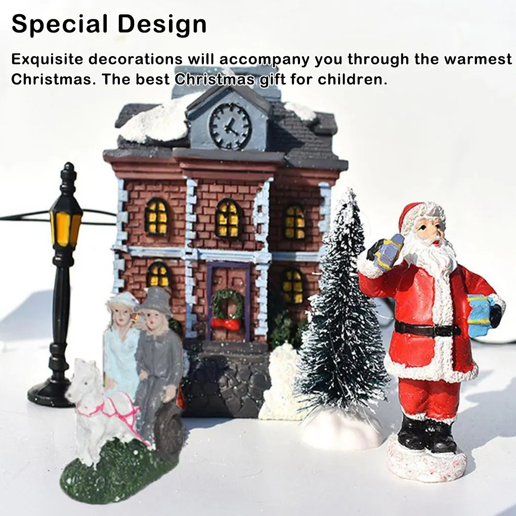 

10Pcs Xmas Miniature House Village Figurines Scene Landscape Lightweight LED Glowing Multistyle Snow Houses New Gift
