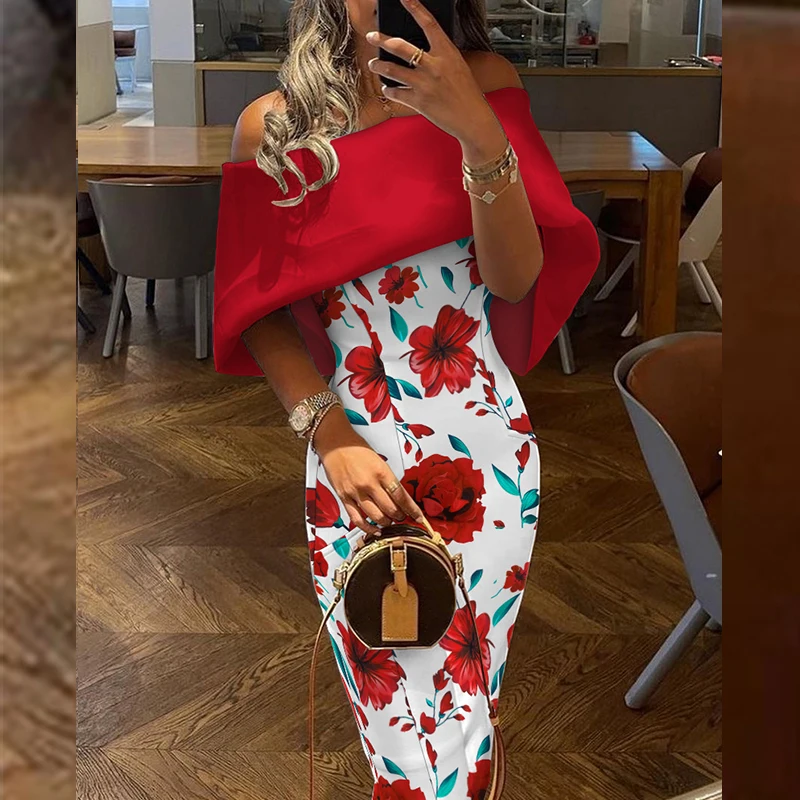 Ladies Elegant Solid Color Long Dress Strapless Cloak Design Style Party Dress Spring and Autumn Casual Fashion Back Bow Dress
Ladies Elegant Solid Color Long Dress Strapless Cloak Design Style Party Dress Spring and Autumn Casual Fashion Back Bow Dress