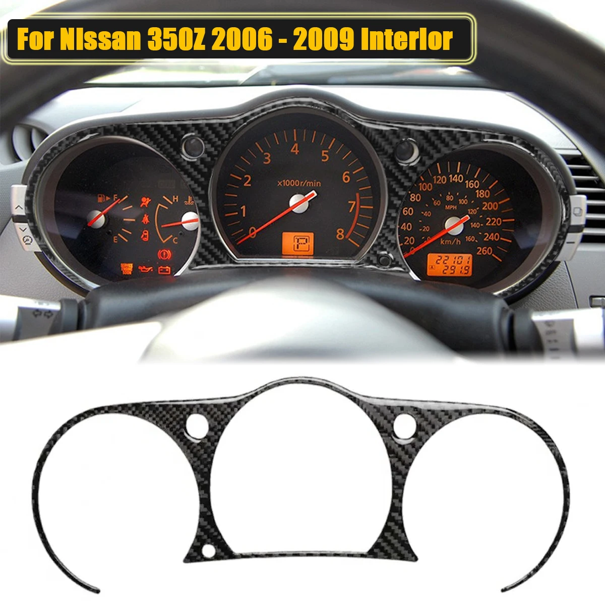 Наклейка на спидометр автомобиля, черное углеродное волокно для Nissan 350Z 2006-2009, внутренние аксессуары
Наклейка на спидометр автомобиля, черное углеродное волокно для Nissan 350Z 2006-2009, внутренние аксессуары