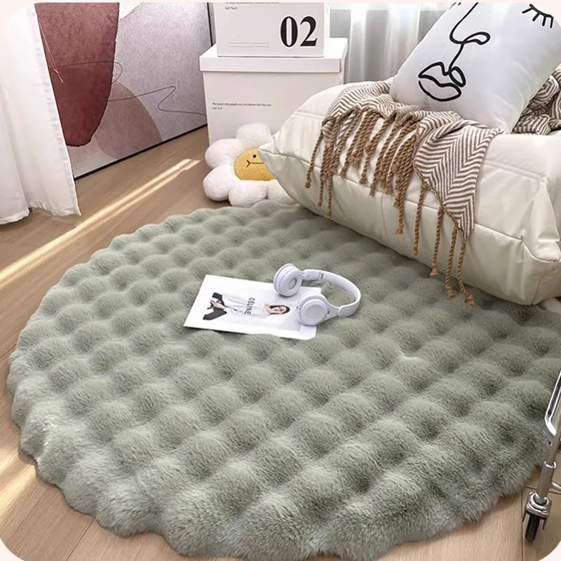 

Imitation Rabbit Velvet Plush Round Carpets for Living Room Bedroom Bedside Fluffy Soft Area Rugs Non Slip Shaggy Rug Room Decor