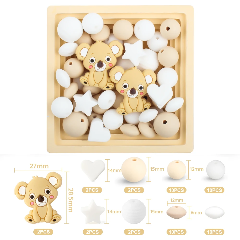 Silicone Beads Cartoon Koalas Shape Teething Beads Set Combination Pacifier Chain Clips Set DIY Accessories Free BPA Newborn Toy
Silicone Beads Cartoon Koalas Shape Teething Beads Set Combination Pacifier Chain Clips Set DIY Accessories Free BPA Newborn Toy