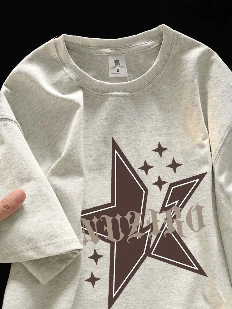 American Retro White Gray Star Pure Cotton Short Sleeved T-shirt Women Loose Summer Niche Design Feeling Half Sleeved Top Ins
American Retro White Gray Star Pure Cotton Short Sleeved T-shirt Women Loose Summer Niche Design Feeling Half Sleeved Top Ins