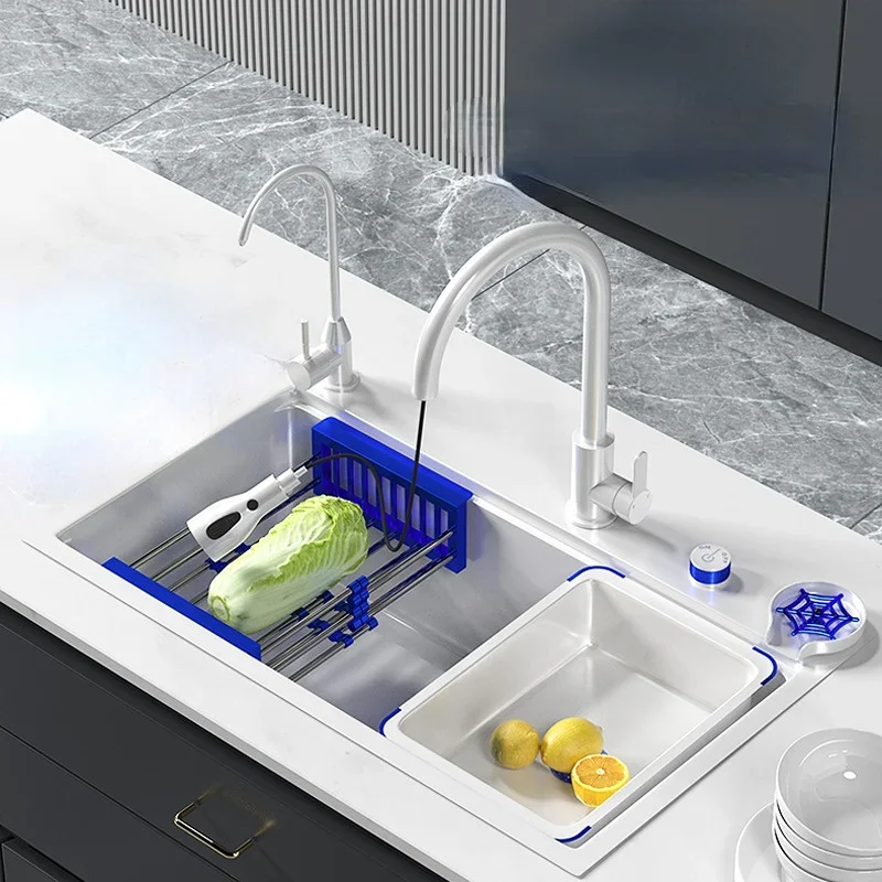 Thickened Stainless Steel Kitchen Sink Nano White Blue Fashion Large Single Sink Multifunctional Washbasin Right Side Drainage
Thickened Stainless Steel Kitchen Sink Nano White Blue Fashion Large Single Sink Multifunctional Washbasin Right Side Drainage