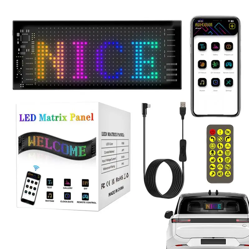 

car LED Panel Text Pattern Animation Programmable Flexible LED Display App Control auto Window LED Display LED Car Sign