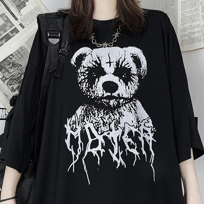 

Y2K Goth Tee Women T-shirt Punk Dark Grunge Loose Streetwear Gothic Y2K Tops Tees Oversized T-shirt Woman Clothing Sales