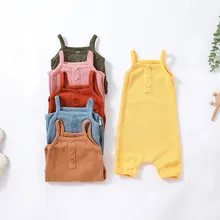 Summer Baby Kids Rompers Sleeveless Waffle Cotton Onepiece Clothes for Nebworn Children Boys and Girls Jumpsuits