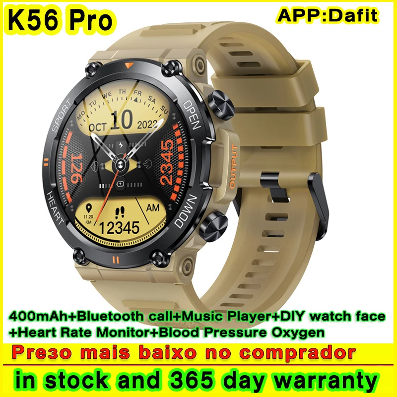 

Оригинальные мужские Смарт-часы K56 Pro для улицы, Bluetooth, звонки, музыка, 400 мАч, пульсометр, измерение кровяного давления, кислород, спортивные Смарт-часы