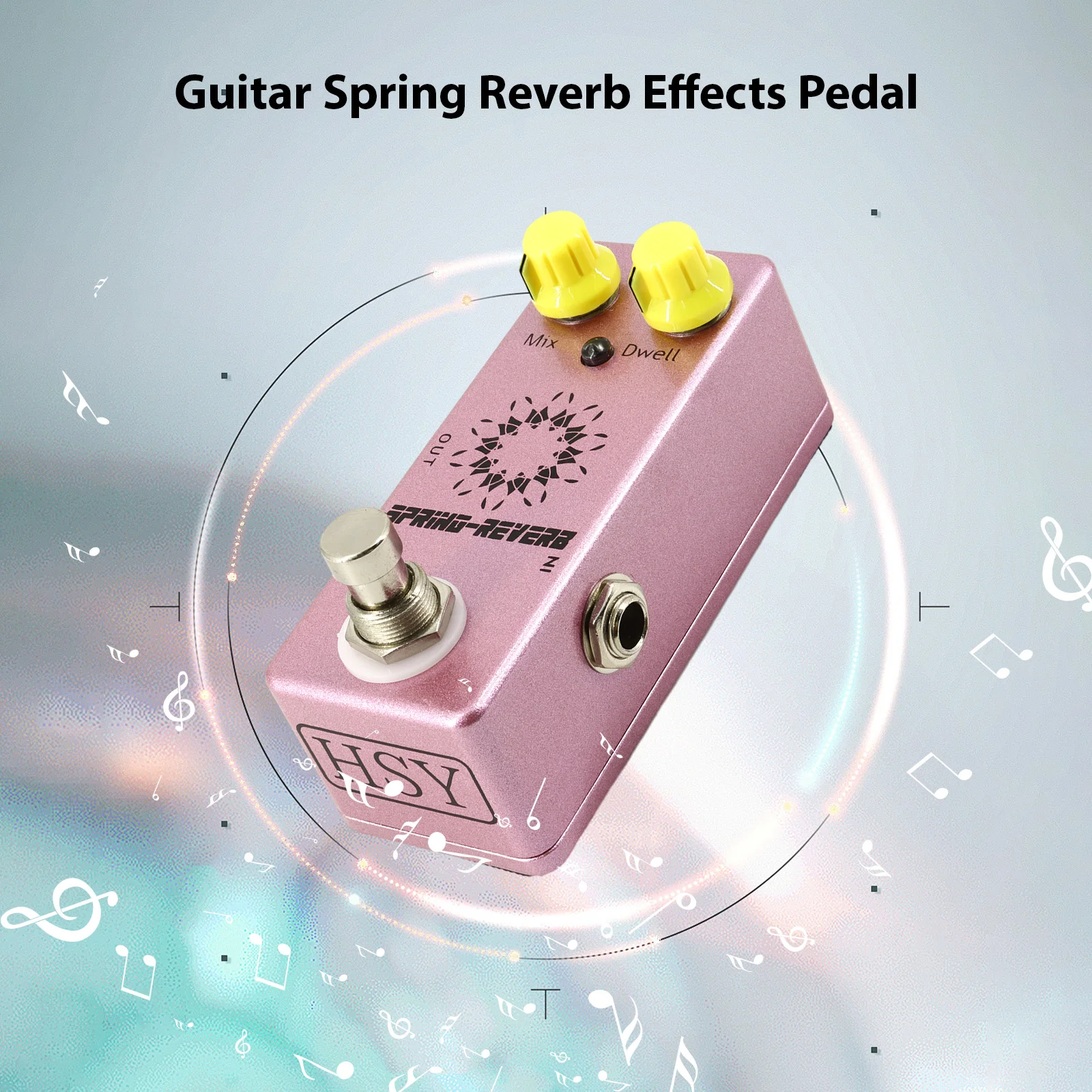 

Guitar Spring Rever Pedal Electric Guitar Effects Pedal True Bypass Zinc Alloy Shell DC 9V 6.35mm Input/Output Interface