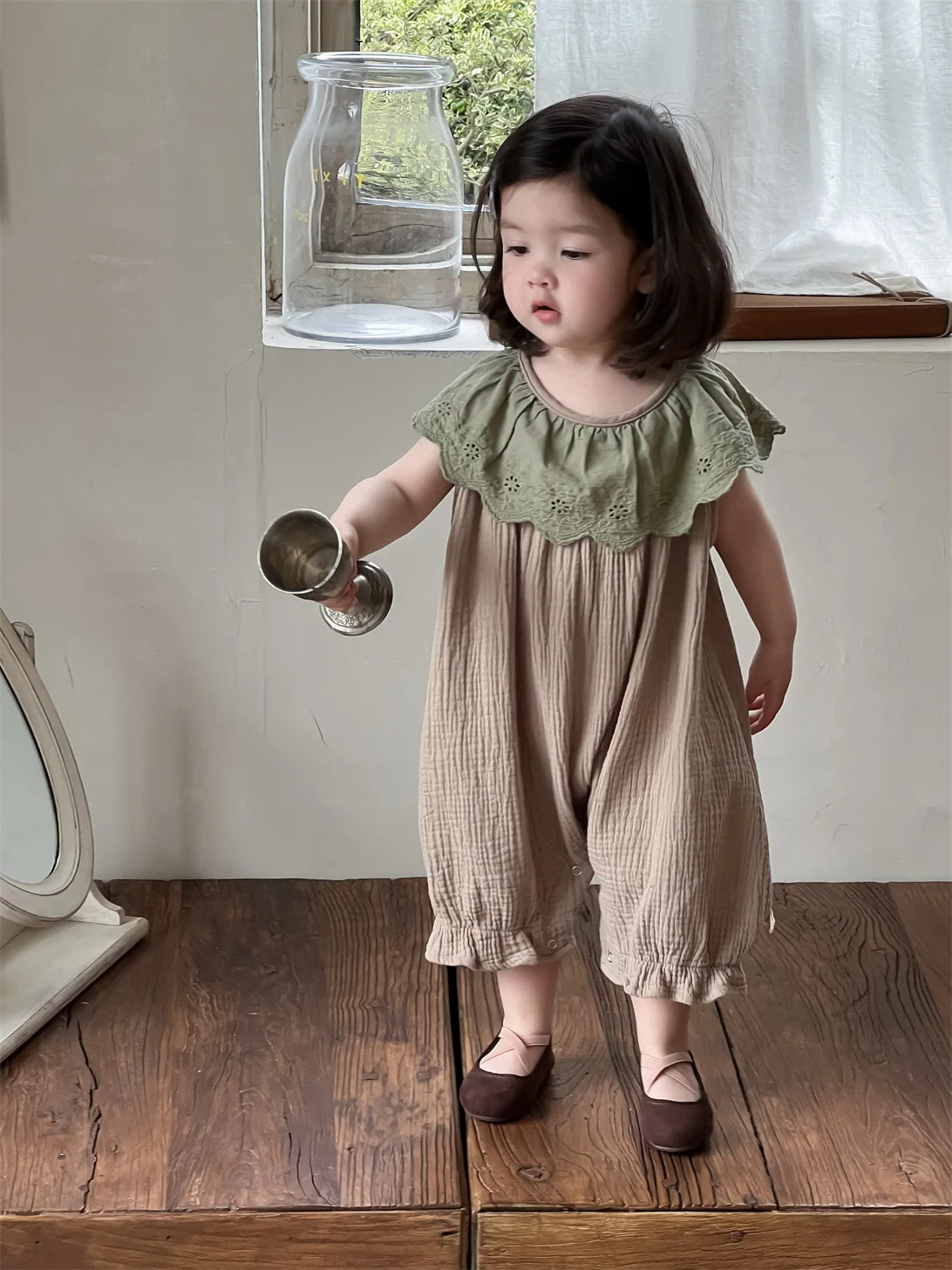 2025 Summer New Baby Girl Sleeveless Loose Romper Solid Newborn Toddler Girl Princess Cotton Lace Collar Jumpsuit Infant Clothes 7 S0c7471123ab449138c202364b292db84j