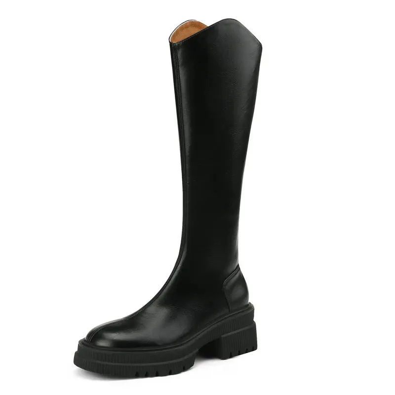 Thick Heels Women Knee High Boots Autumn Winter Concise Popular Fashion Genuine Leather Back Zipper Platform Shoes Woman
Thick Heels Women Knee High Boots Autumn Winter Concise Popular Fashion Genuine Leather Back Zipper Platform Shoes Woman
