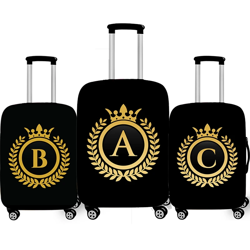 

Alphabet with Golden Crown Print Luggage Cover Elegant Women Trolley Case 18-32 Inch Protective Cover Anti-dust Suitcase Covers