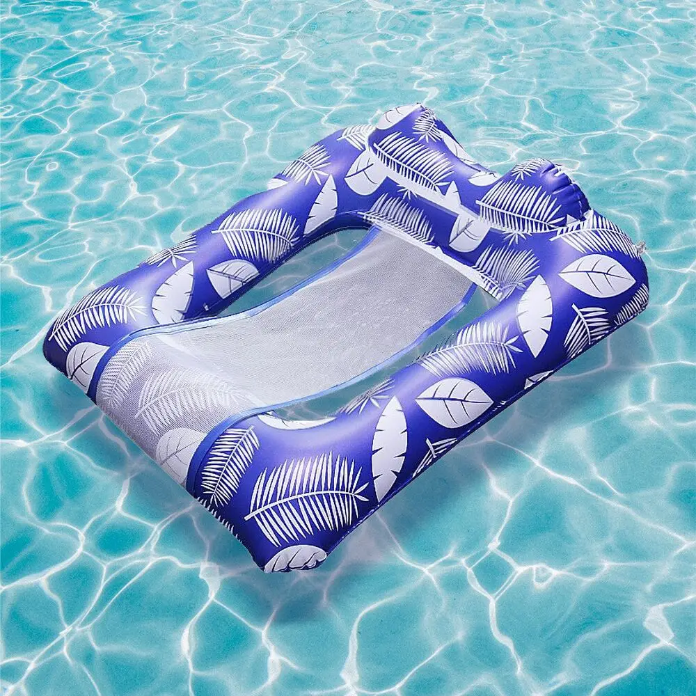 

Swimming Pool Float Hammock with Headrest Inflatable Pool Floats for Adults Net Bottom Floating Chairs Bed Sunbathing Lounger