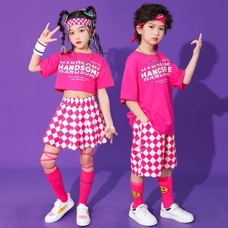 Girls Hip Hop Pink Crop Top Rose Plaid Skirts Boys T-shirt Street Dance Shorts Child Sweet Summer Clothes Sets Kids Jazz Costume
Girls Hip Hop Pink Crop Top Rose Plaid Skirts Boys T-shirt Street Dance Shorts Child Sweet Summer Clothes Sets Kids Jazz Costume