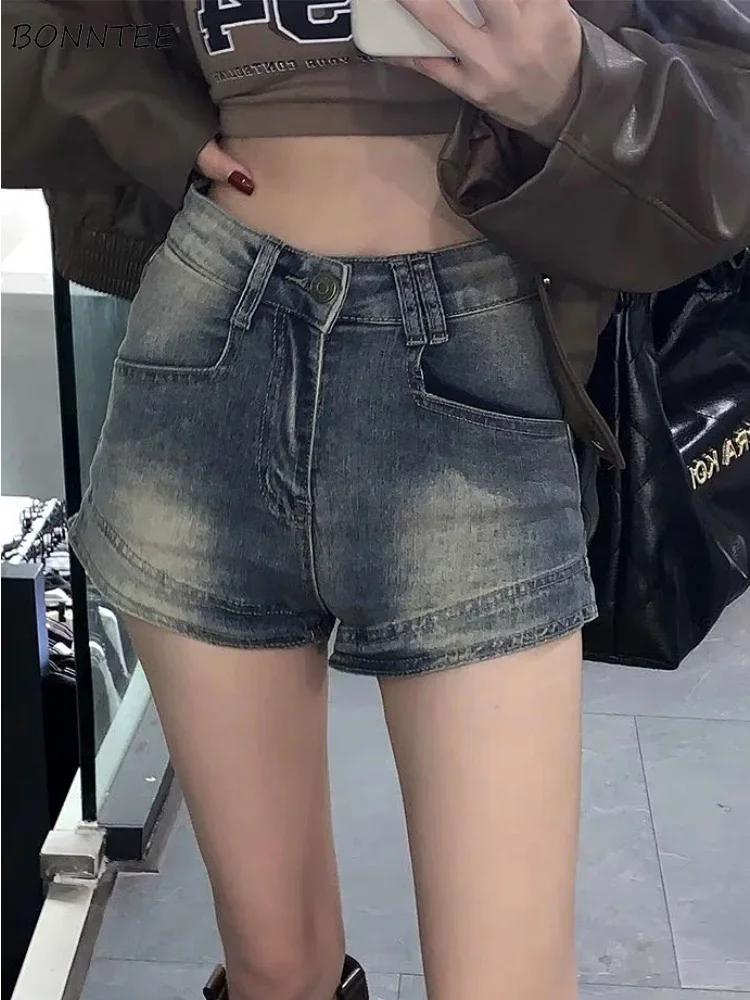 

Denim Shorts Women Summer Vintage Hotsweet Korean Style Fashion Ulzzang Personality College Streetwear Washed Simple All-match