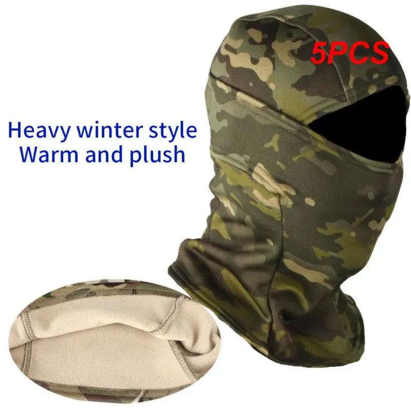 

5PCS Winter Fleece Tactical Military Balaclava Outdoor Hunting Cycling Hiking Skiing Scarf Snowboard Face Mask Windproof Men