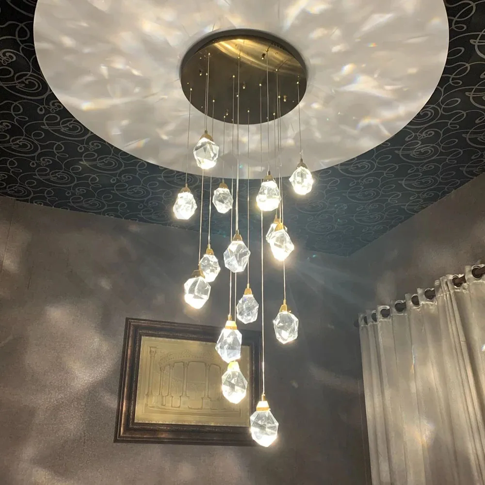 

Modern Diamond Crystal Pendant Lights Living Dining Room Bedroom Kitchen Indoor Lighting Home Decor Loft Spiral Hanging Lamps