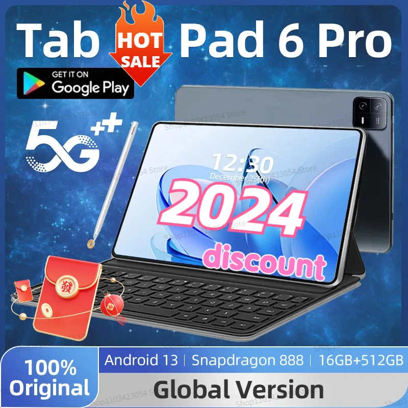 2024 Original HD 4K Pad 6 Pro Global Version Tablet PC Snapdragon 888 Android 13.0 Xioami 10000mAh 16GB 512GB 5G Screen WIFI Mi
2024 Original HD 4K Pad 6 Pro Global Version Tablet PC Snapdragon 888 Android 13.0 Xioami 10000mAh 16GB 512GB 5G Screen WIFI Mi