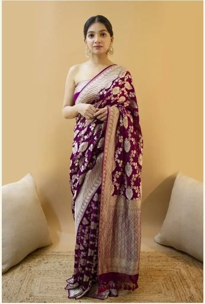 

Saree Blouse Indian Party Wear Saree with Unstitched Blouse Soft Silk Wedding Sari
