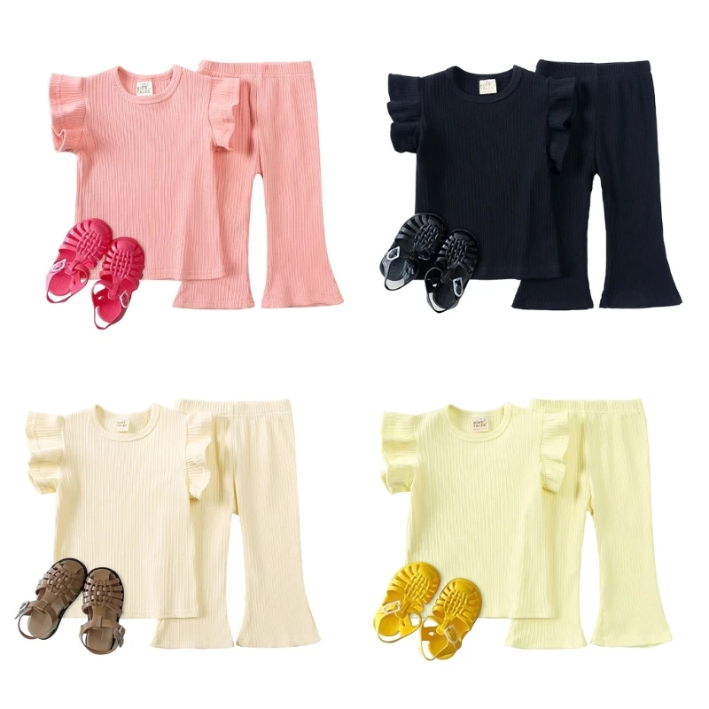 Baby Home Suit Two-piece Set Infant Toddlers Clothing Summer Flying Sleeve T-shirt with Bell-bottom Pants Fashion Kit
Baby Home Suit Two-piece Set Infant Toddlers Clothing Summer Flying Sleeve T-shirt with Bell-bottom Pants Fashion Kit