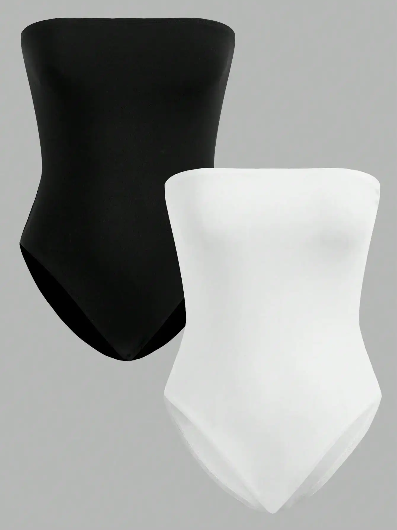 2 Pieces Women’s Seamless Strapless Bodysuits – Black & White, Slim Fit, Tube Top Style, Comfortable Stretch Fabric 1 S0c885f71546e4a43b52dfee0ba547e66w