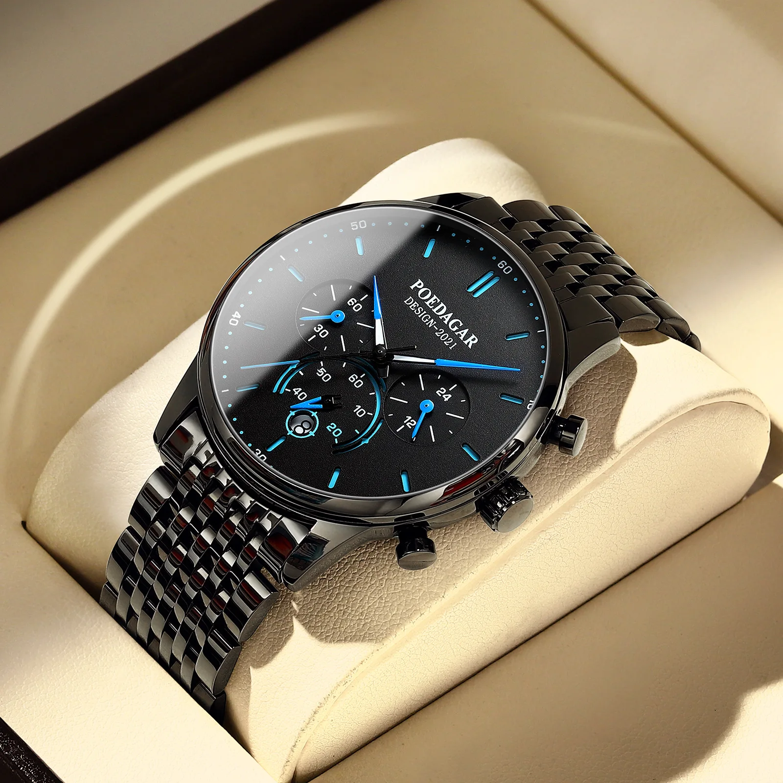 POEDAGAR multi-function men's quartz watch ultra-thin fashion refined steel watch calendar waterproof luminous three eye six nee
POEDAGAR multi-function men's quartz watch ultra-thin fashion refined steel watch calendar waterproof luminous three eye six nee