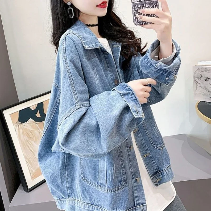 New Vintage Denim Jacket Women Long Sleeve Casual Korean Fashion Single-breasted Coat Streetwear Tops Luxury Brands Loose
New Vintage Denim Jacket Women Long Sleeve Casual Korean Fashion Single-breasted Coat Streetwear Tops Luxury Brands Loose