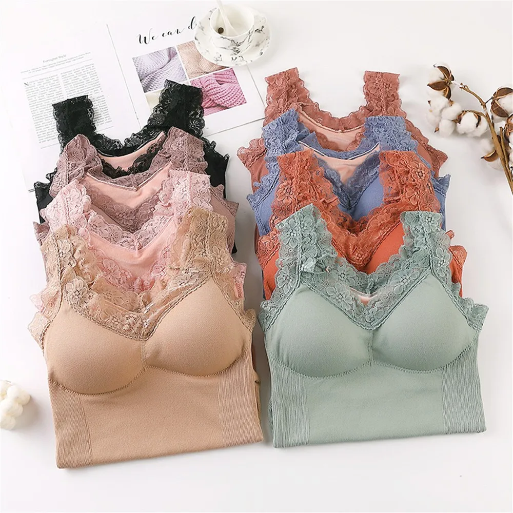 

Women Thermal Underwear Plus Size Vest Lace Thermo Lingerie Winter Clothing Warm Top Inner Wear Shirt Undershirt Intimate Bras