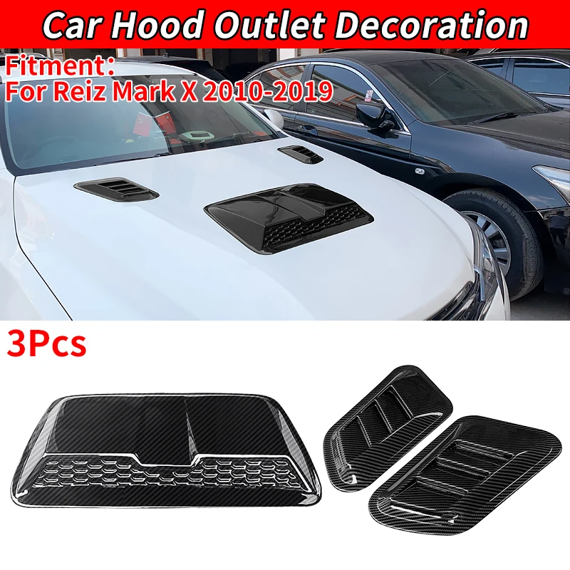 

For Reiz Mark X 2010-2019 Carbon Fiber ABS Car Front Engine Bonnet Hood Scoops Vents Decorative Air Flow Intake Sticker Cover
